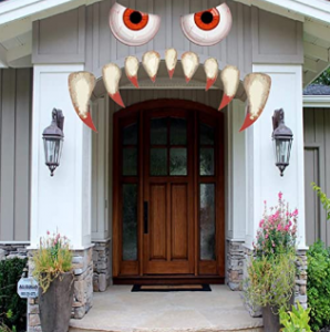 Scary Face on Garage Door for Halloween