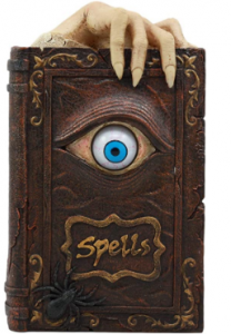 Halloween prop book of witch spells with eye