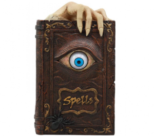 Halloween witch spellbook prop with eye