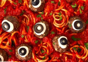 Halloween eyeball spaghetti recipe