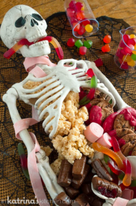 skeleton dessert tray for Halloween