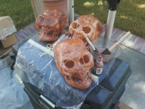 Decaying skull Halloween prop