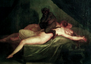 Classic artwork of incubus and nude woman