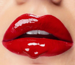 costume lipstick that looks like a blood drop