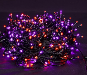 black and orange fairy lights