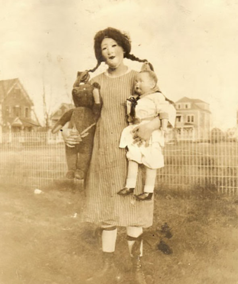 man dressed as a doll for Halloween