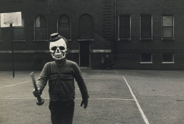 halloween child skeleton in costume